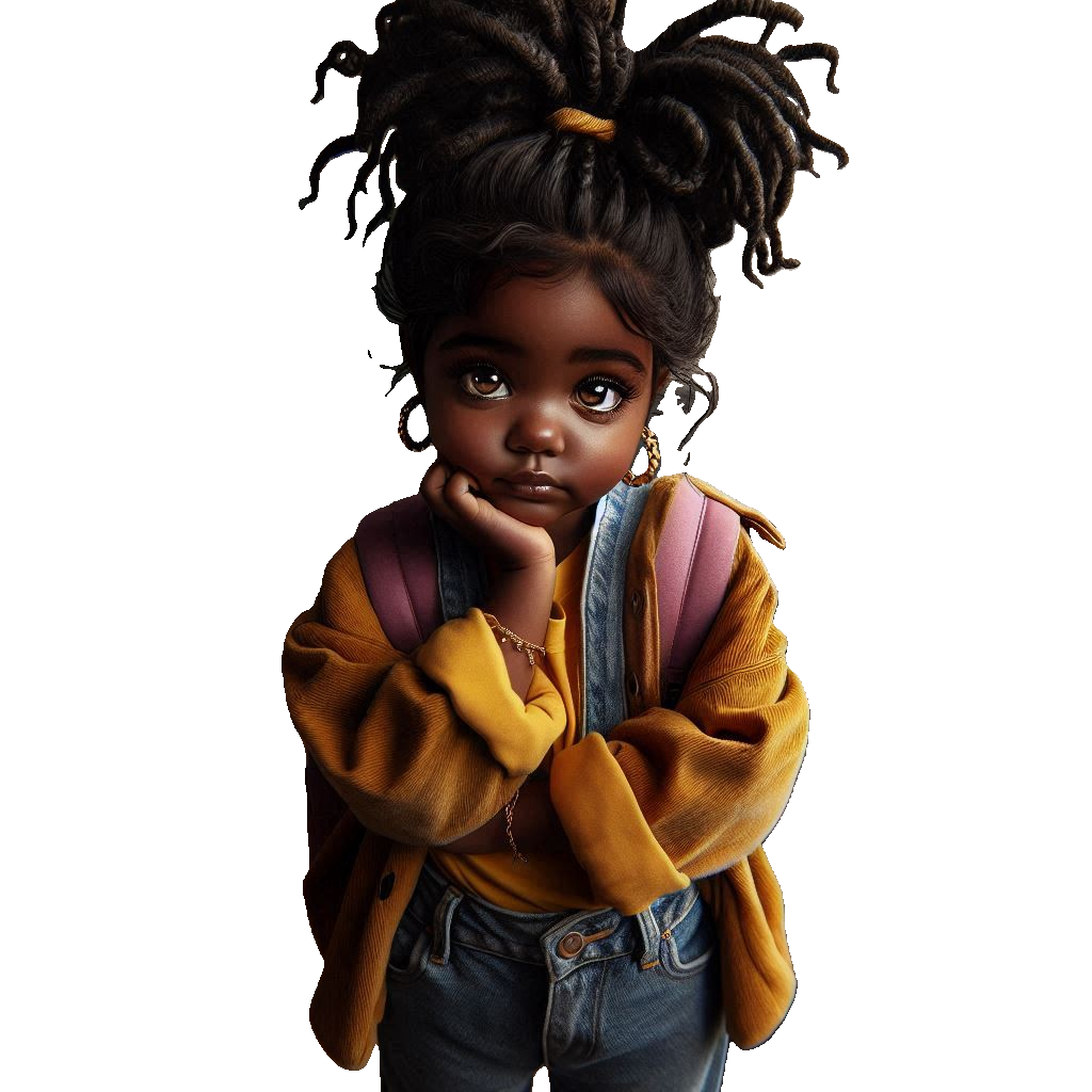 Cutie Pie Little Brown angle with chin resting on hand. 3d Photorealistic Digital Art. Detailed.
